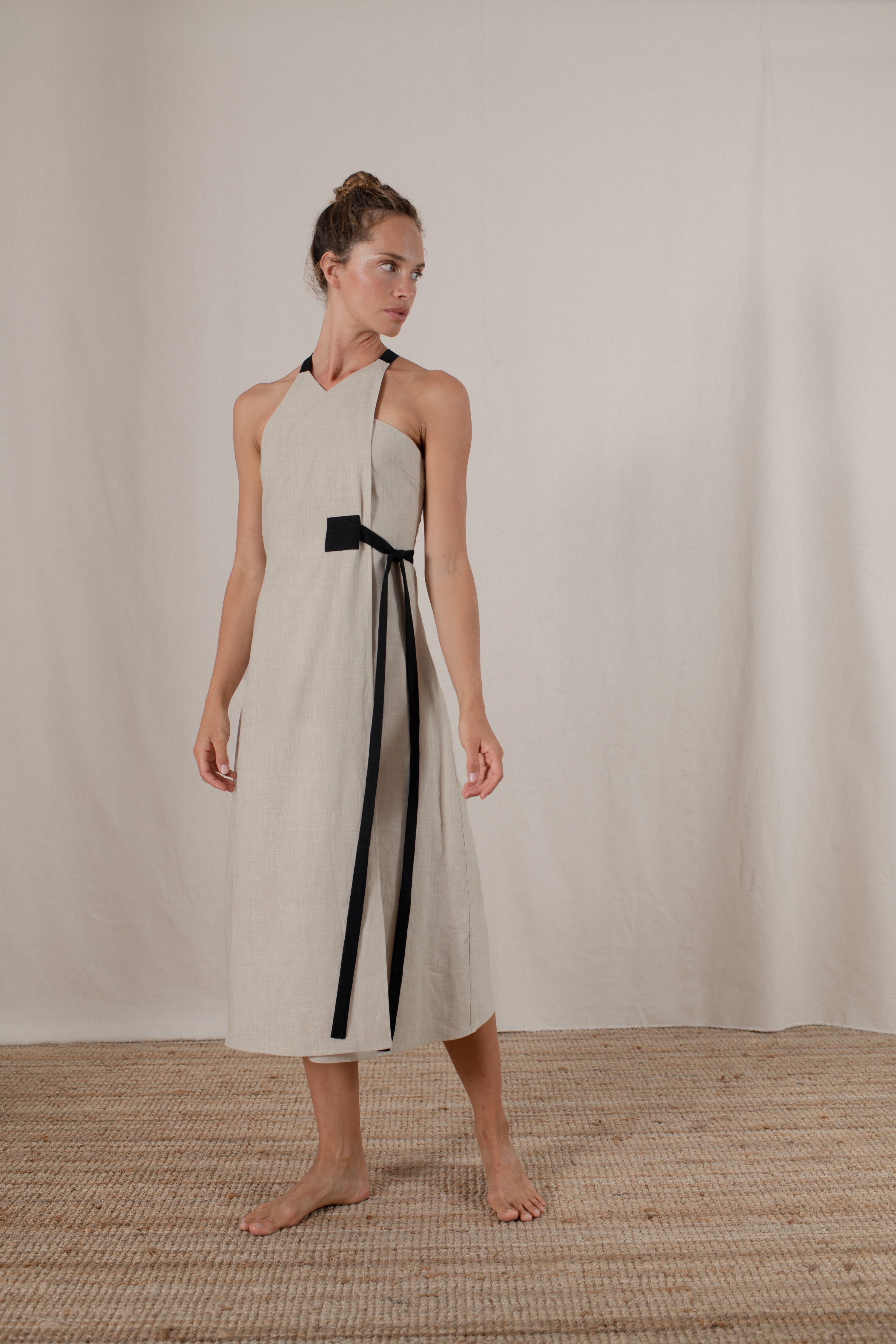 Zulu Linen Wrap Dress in Natural Luxmii