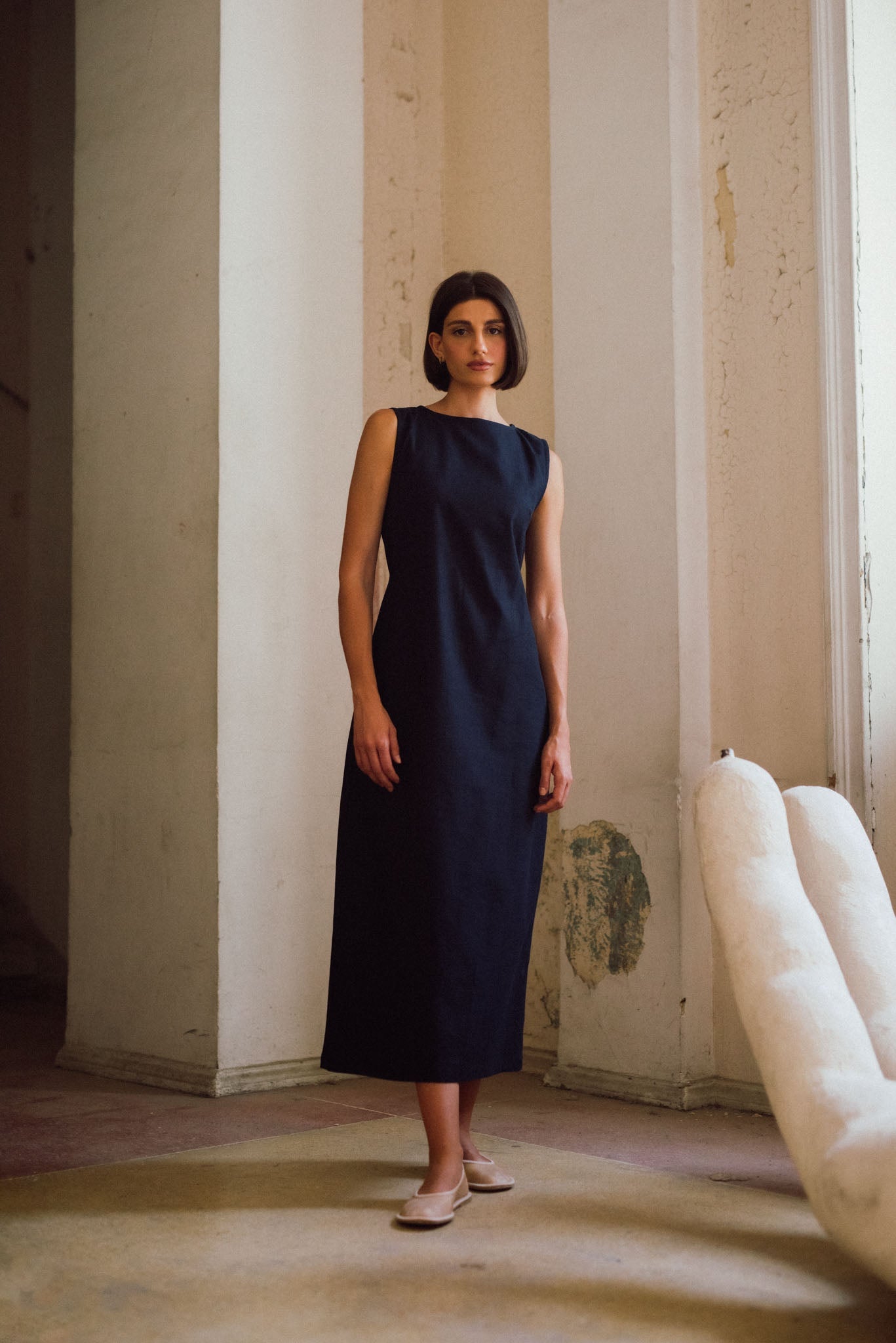 Zuri Midi Dress in Navy Luxmii