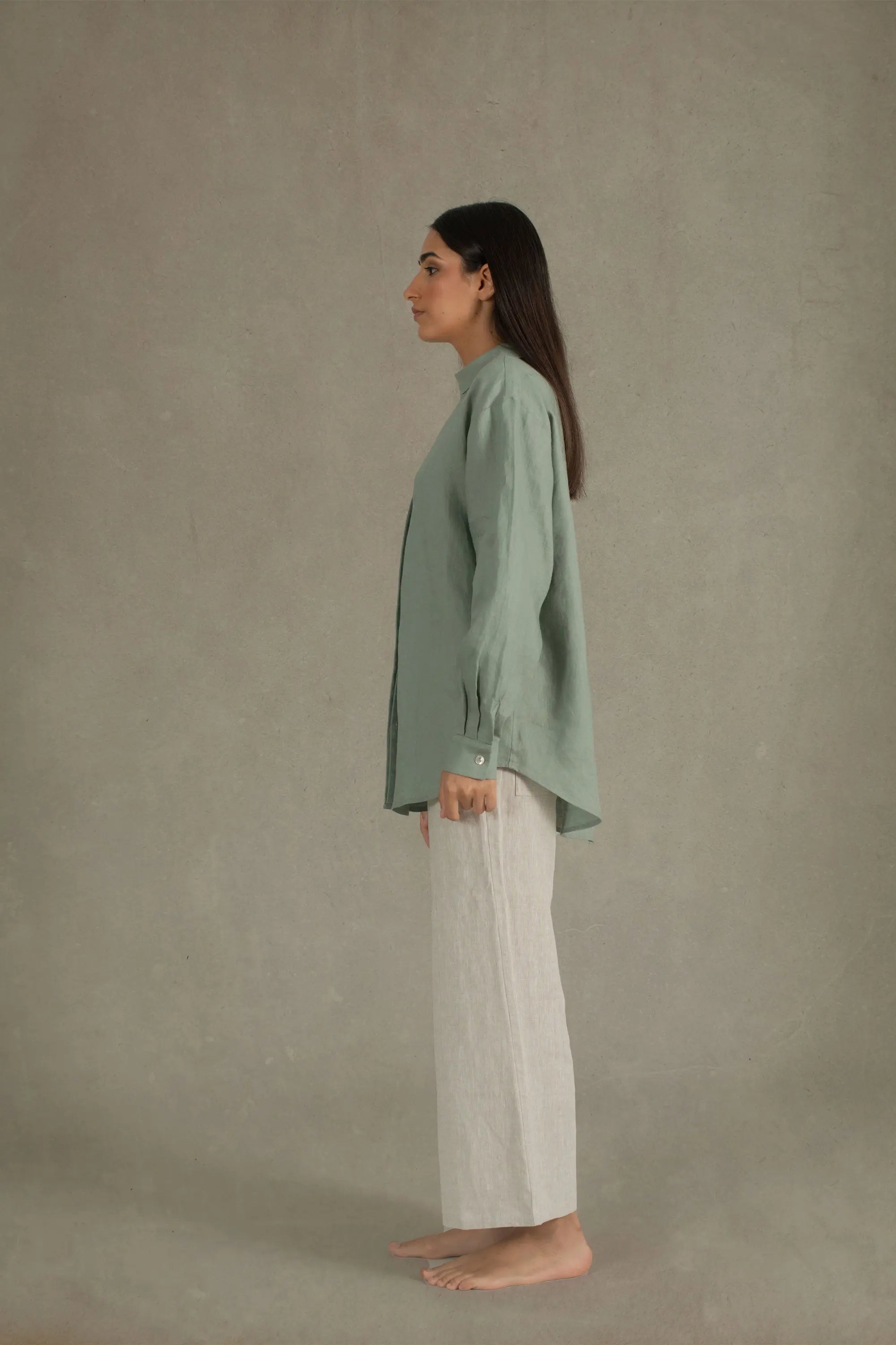 Alix Relaxed Linen Shirt Green Khaki Luxmii