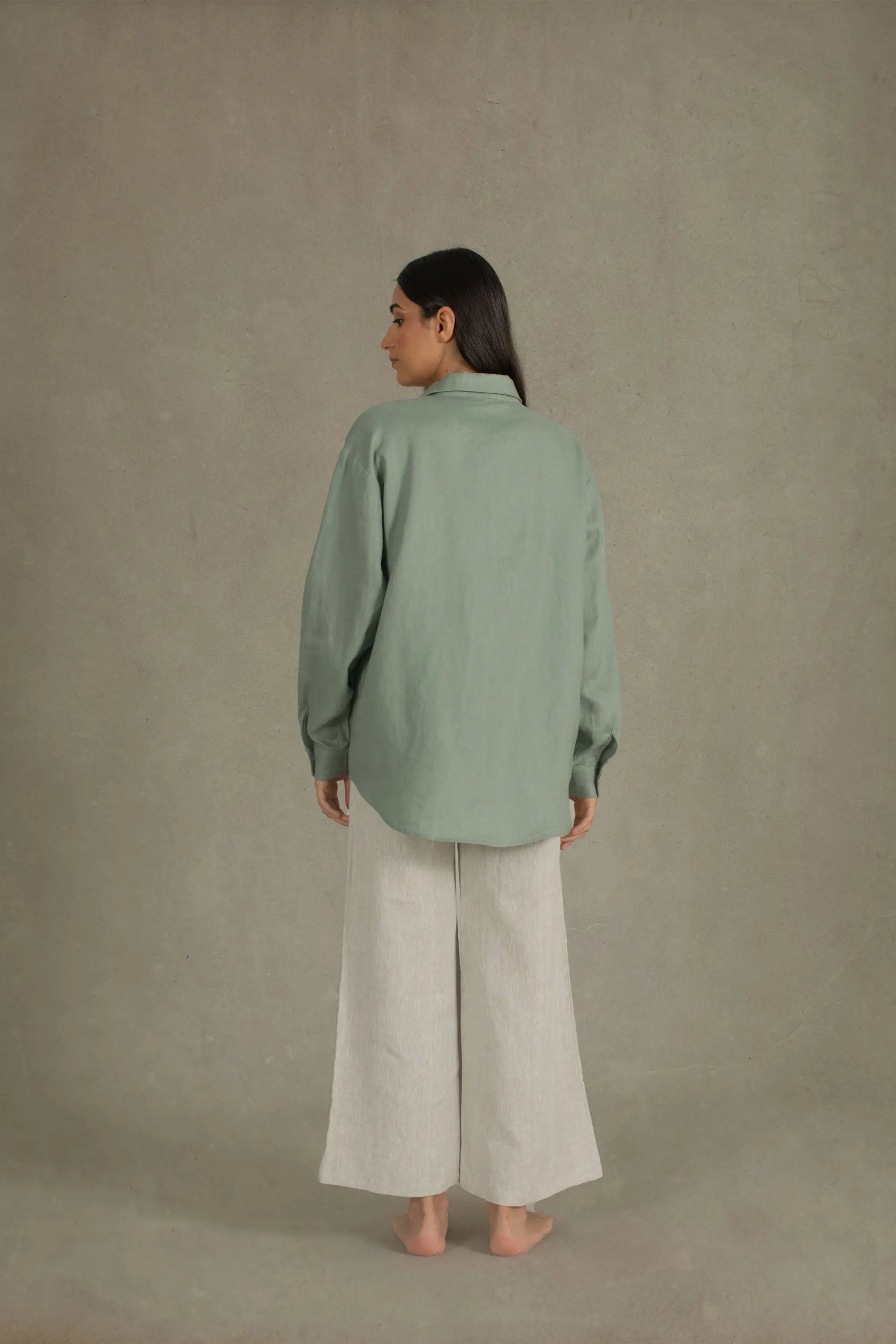 Alix Relaxed Linen Shirt Green Khaki Luxmii