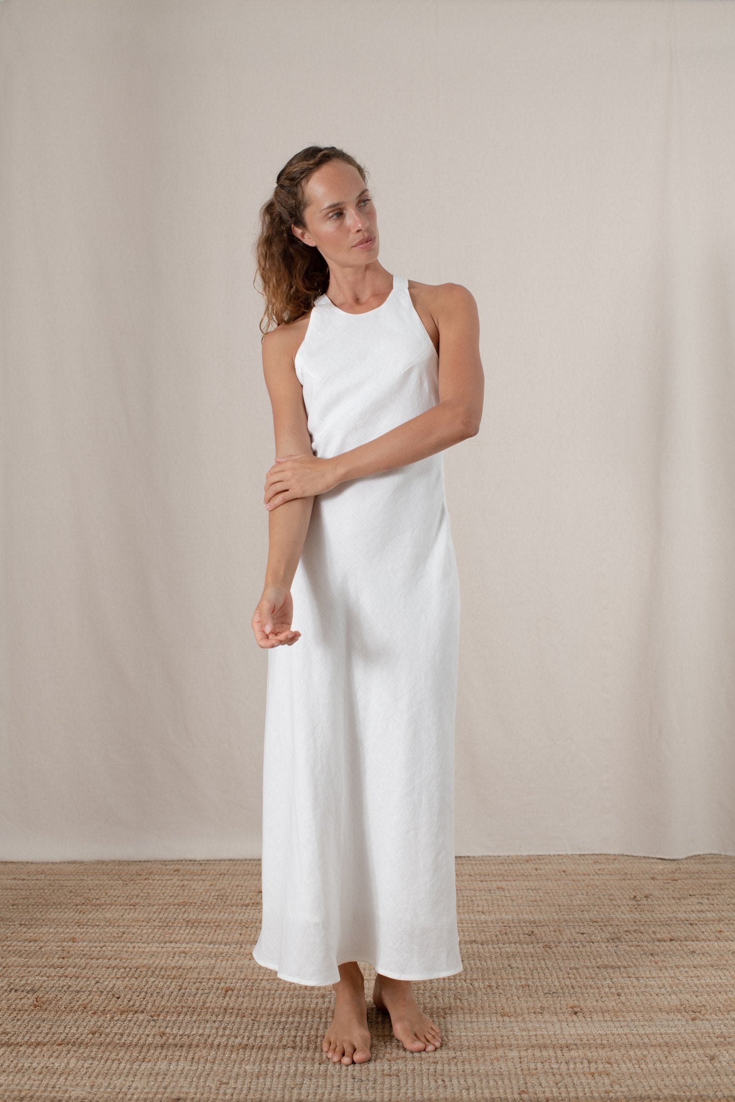 Bellez Linen Maxi Dress White Luxmii