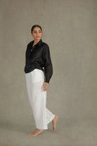 Étoile Tuxedo Ramie Linen Shirt Black Luxmii