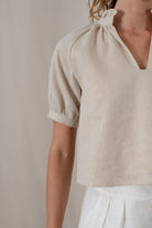 Gold Ruffle Linen Top - Luxmii