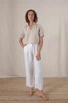 Gold Ruffle Linen Top - Luxmii