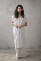 Hera Drawstring Linen Dress White - Luxmii