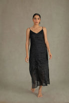 Léa Ramie Linen Slip Dress Black Luxmii