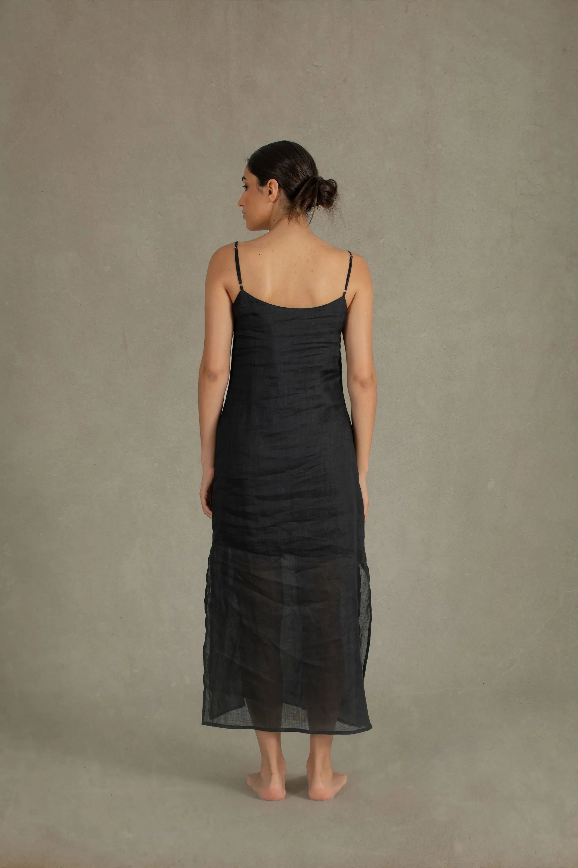 Léa Ramie Linen Slip Dress Black Luxmii