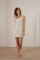 Mini Linen Shift Dress in Gold - Luxmii