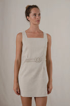 Mini Linen Shift Dress in Gold - Luxmii