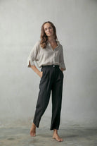 Piega Linen Trousers Black - Luxmii