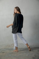 Relaxed Pallocino Linen Top Black - Luxmii