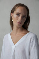 Relaxed Pallocino Linen Top White - Luxmii