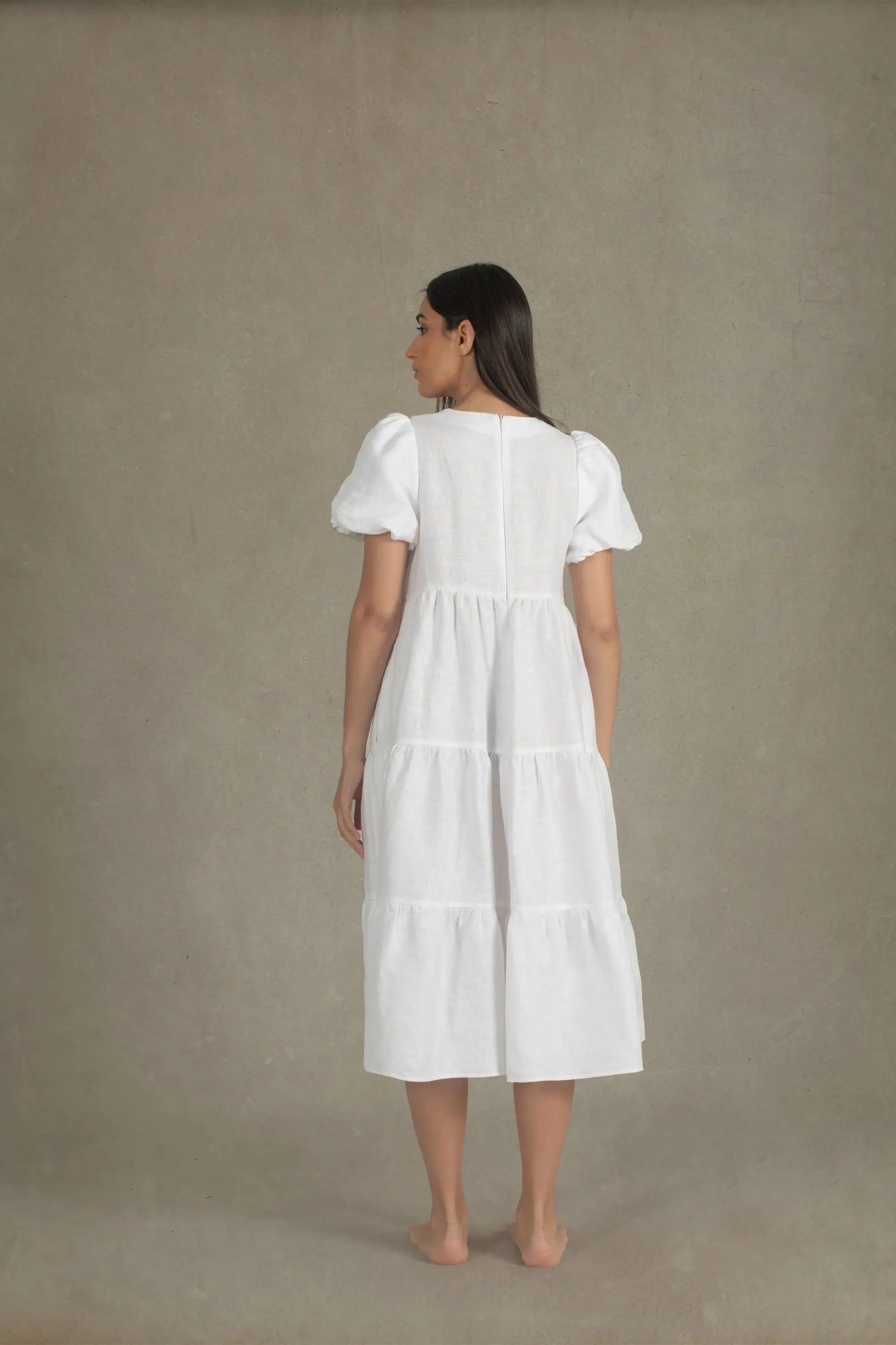 Siréne Linen Midi Dress White Luxmii