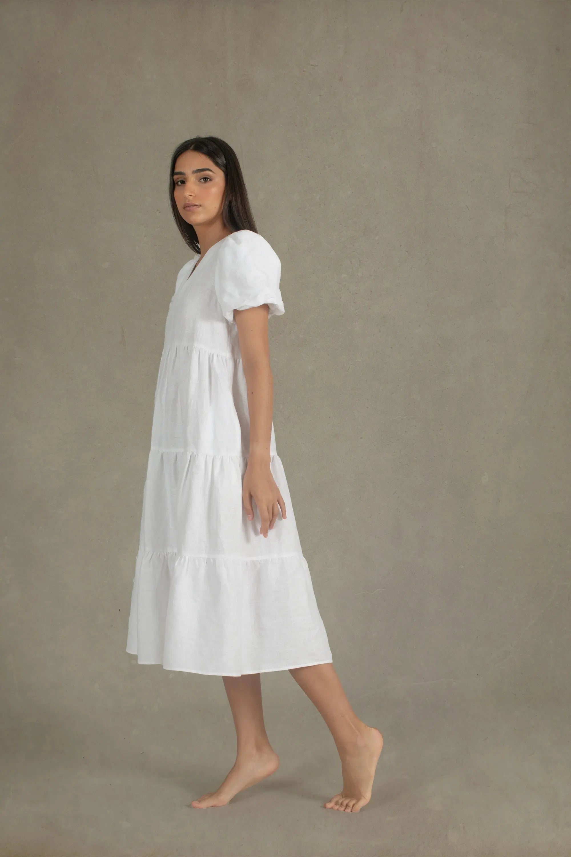 Siréne Linen Midi Dress White Luxmii