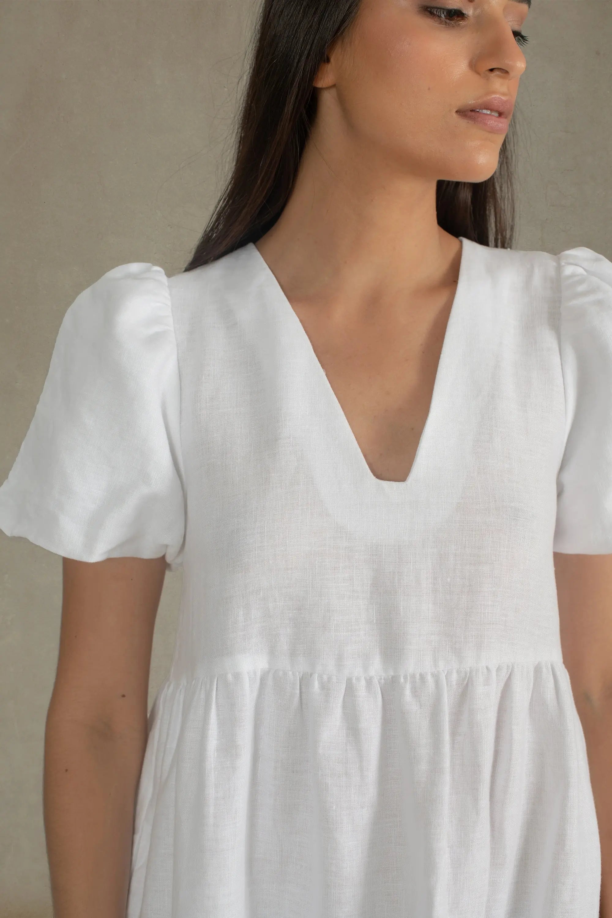 Siréne Linen Midi Dress White Luxmii