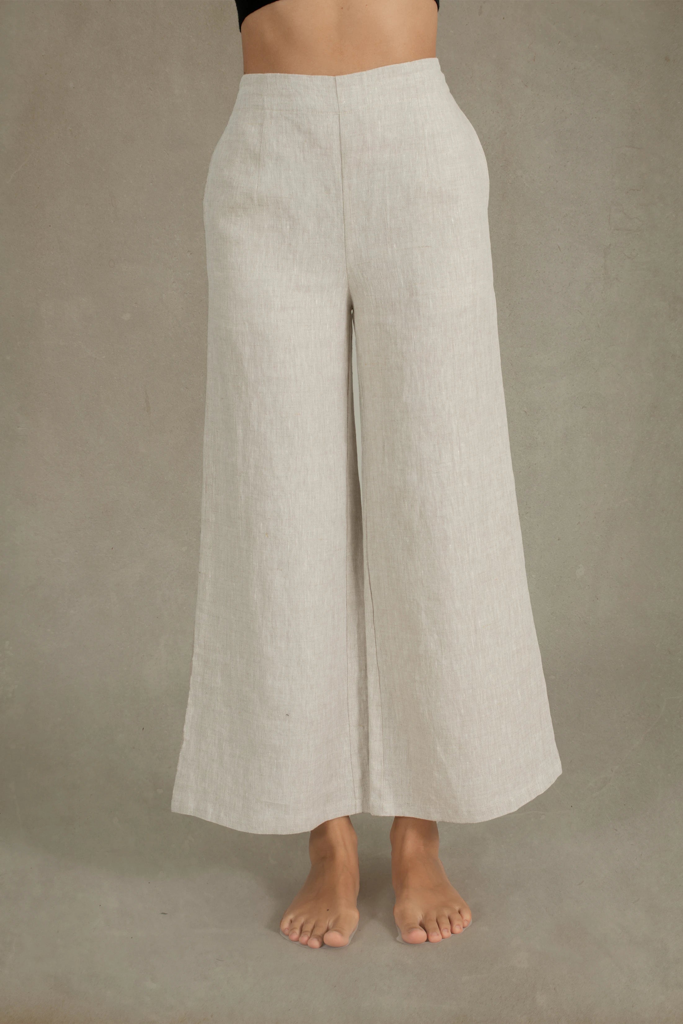 Solare Linen Culotte Pant Natural Beige Luxmii