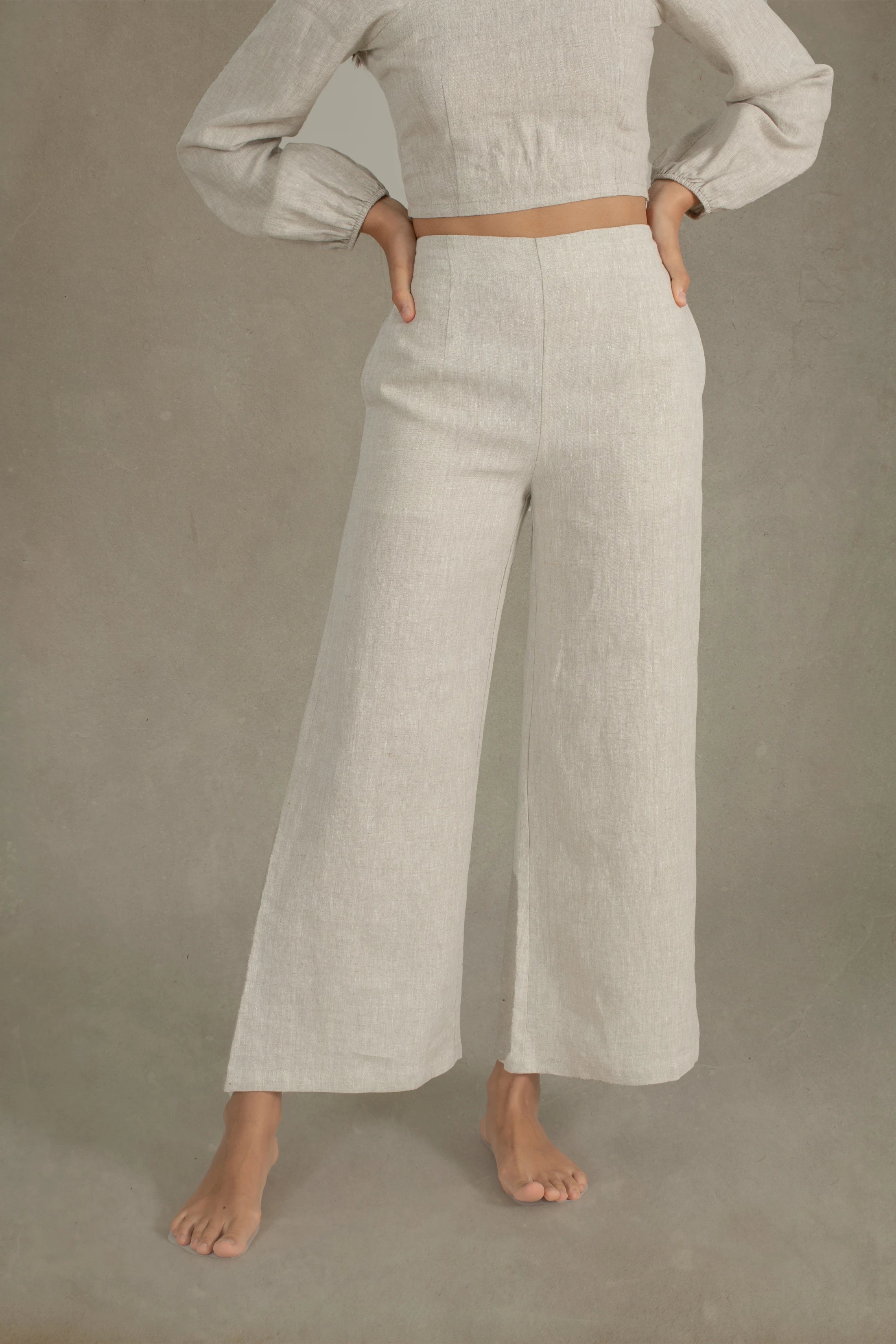 Solare Linen Culotte Pant Natural Beige Luxmii