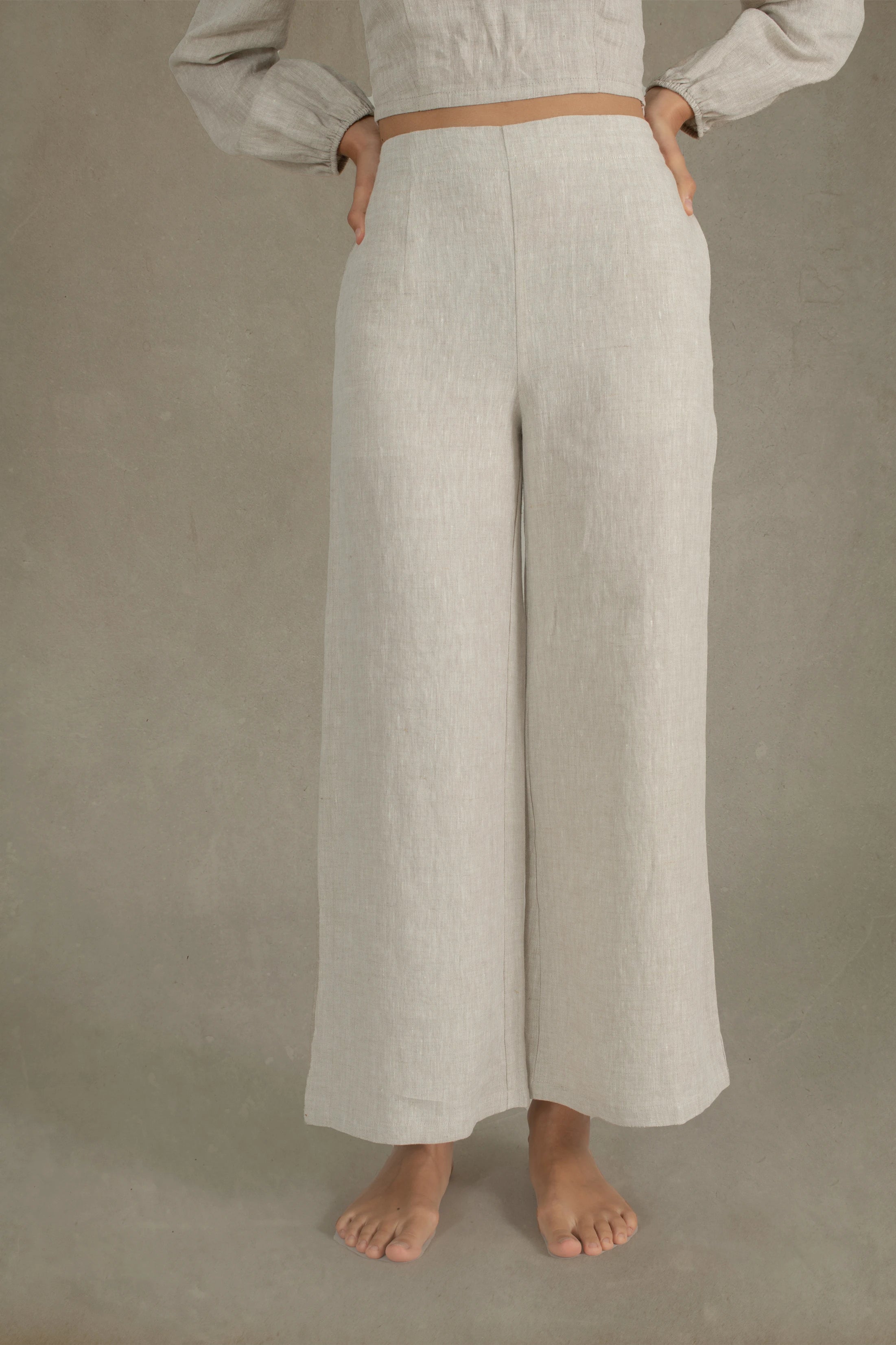 Solare Linen Culotte Pant Natural Beige Luxmii